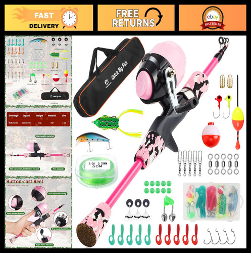Portable kids fishing pole kit - portable,